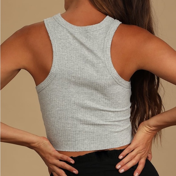 Lulus Grey Ribbed Crop Tank Top - Picture 6 of 10